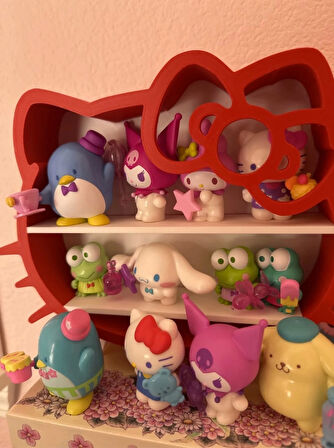 Dekoratif Hello Kitty Kesimli Masa Şifonyer Süsü - Pembe Kasa - Pembe Fiyonk