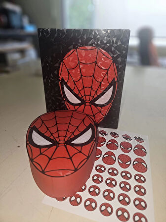 Spiderman Kutu - Süper Kahraman Temalı Organizer Kutu + Sticker Hediyeli Defter Laptop Süsleme