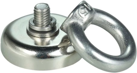 Dünya Magnet Güçlü Halkalı Neodyum Pot Mıknatıs - 36Mm Çap - Kanca Kurtarma Mıknatısı Fishing Magnet + 25 M Halat