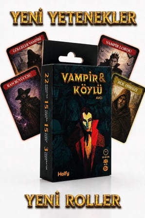 Vampir Köylü Avcı Kutu Oyunu - Geliştirilmiş Rol Yapma ve Parti Kart Oyunu, 4-8 Oyuncu, 13+ Yaş, Aile ve Arkadaş Grubu Eğlence Seti, Ev Partisi İçin Strateji ve Hediye Kartları