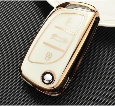 AutoHan Keys Lüx Citroen Peugeot Anahtar Kılıfı, Siyah-Gold Renk, C1 C2 C3 C4 C5 306 407 807 DS DS4 DS6 Modelleri için Nano Koruyucu Kaplama