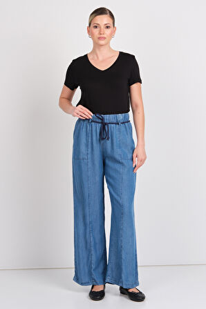 Ayhan Kadın Beli Lastikli 4 Cepli Rahat Form Kot Pantolon 5950 Kot