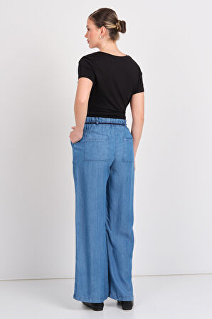 Ayhan Kadın Beli Lastikli 4 Cepli Rahat Form Kot Pantolon 5950 Kot