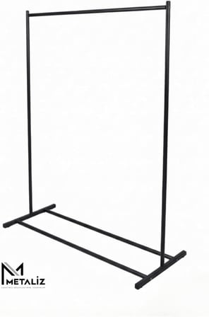 Siyah Metal Konfeksiyon Askısı - Minimalist Elbise Askılığı - Butik Tipi Askı