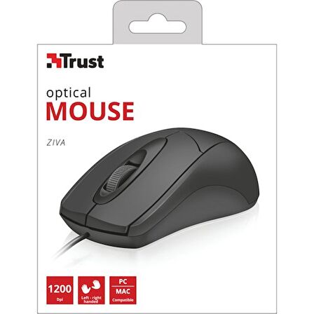 TRUST 21947 ZIVA KABLOLU OPTİK MOUSE-SİYAH