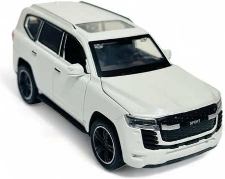 1:32 Metal Çek Bırak Lüks Arazi Aracı Toyota Land Cruiser Model Oyuncak Araba - Sesli Işıklı Beyaz