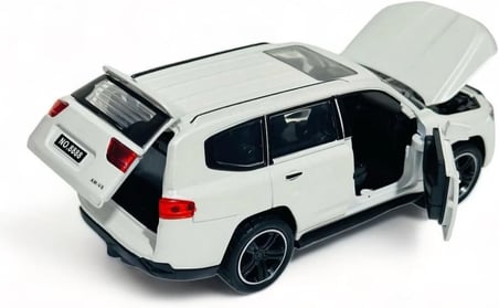 1:32 Metal Çek Bırak Lüks Arazi Aracı Toyota Land Cruiser Model Oyuncak Araba - Sesli Işıklı Beyaz