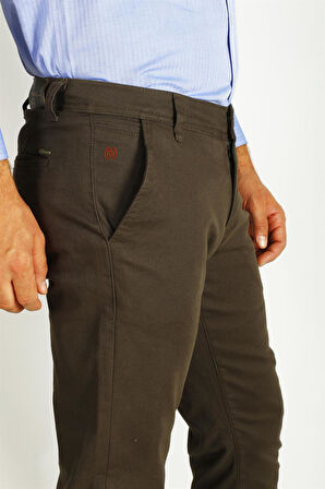 Erkek Camel Slim Fit Armürlü Chino Pantolon NCS JEANS 2194