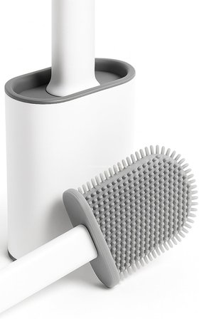 Yapıştırılabilir Tuvalet Fırçası, Silikon Klozet Temizleme Seti, Duvar Tipi Askılı, Kompakt Tasarım, Koku Önleyici, Esnek Uçlu, Hijyenik Banyo Fırçası