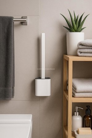 Yapıştırılabilir Tuvalet Fırçası, Silikon Klozet Temizleme Seti, Duvar Tipi Askılı, Kompakt Tasarım, Koku Önleyici, Esnek Uçlu, Hijyenik Banyo Fırçası