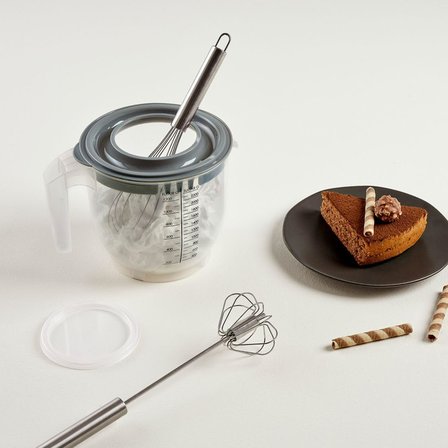 2200 ml Kapaklı Mikser Kabı, Kaydırmaz Tabanlı ve Kulplu, Dayanıklı ve Çok Yönlü Mutfak Aleti PP Plastik
