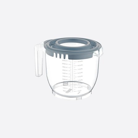 2200 ml Kapaklı Mikser Kabı, Kaydırmaz Tabanlı ve Kulplu, Dayanıklı ve Çok Yönlü Mutfak Aleti PP Plastik