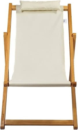 AHŞAP KATLANABİLİR TAŞINIR ŞEZLONG. PLAJ, BAHÇE, TERAS, BALKON ŞEZLONGU. (KREM)