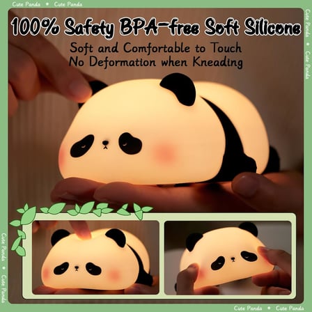 Çocuk gece lambası, panda gece lambası, 3 ışık modu, kısılabilir, zamanlayıcılı, dokunmatik kontrollü silikon gece lambası, bebek, USB ile şarj edilebilir, panda lambası, sevimli gece lambası,
