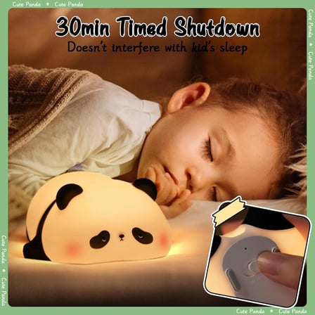 Çocuk gece lambası, panda gece lambası, 3 ışık modu, kısılabilir, zamanlayıcılı, dokunmatik kontrollü silikon gece lambası, bebek, USB ile şarj edilebilir, panda lambası, sevimli gece lambası,