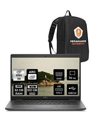 DELL Latitude 3450 Ultra 5 125U 32GB 512GB SSD 14'' FHD FDOS Taşınabilir Bilgisayar & PER4 ÇANTA
