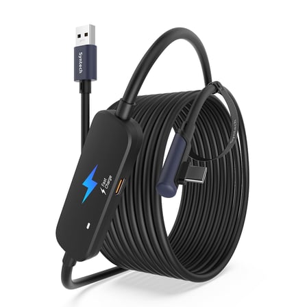Şarj ile Bağlantı Kablosu 16FT Meta Quest 3S/Quest 3/Oculus Quest 2 Aksesuarlarıyla Uyumlu, Ekstra Şarj Portlu USB 3.0 Bağlantı Kablosu, PC/SteamVR ve Genişletilmiş Oynanış için, Siyah