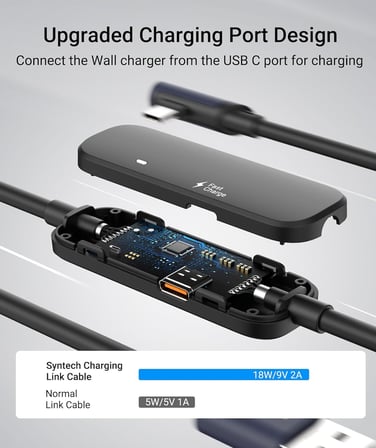 Şarj ile Bağlantı Kablosu 16FT Meta Quest 3S/Quest 3/Oculus Quest 2 Aksesuarlarıyla Uyumlu, Ekstra Şarj Portlu USB 3.0 Bağlantı Kablosu, PC/SteamVR ve Genişletilmiş Oynanış için, Siyah