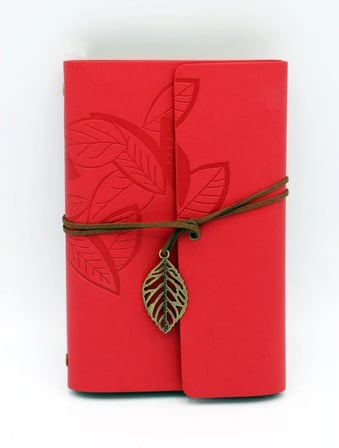 MR SHOPPİNG Deri Kraft Kağıtlı Defter ve Kalem Seti Hediye Seti Özel Tasarım (Kırmızı)