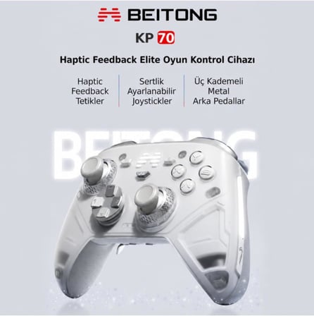 Beitong KP70 Kapasitif Joystick Adaptive Trigger Kablosuz Beyaz Kablosuz Gamepad (PC Uyumlu)