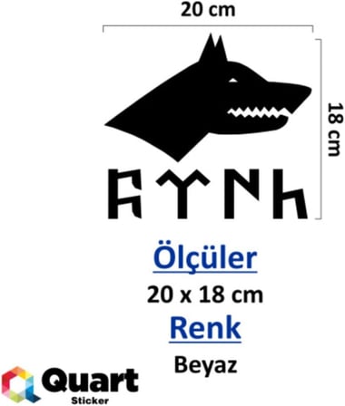 Kurt Ve Türk Sticker Oto Araç Sticker 20 cm Beyaz, 795258221115