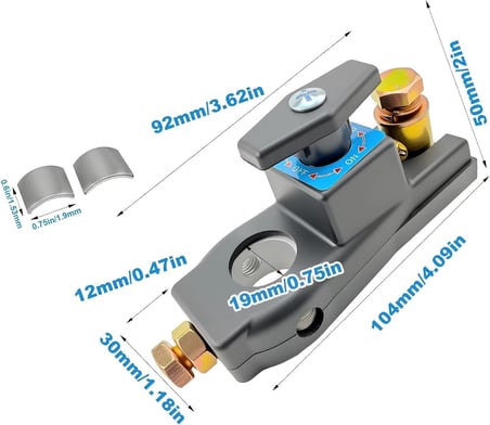 Muhafazalı Çevirmeli Akü Kutup Başı Şalteri Devre Kesici 12V - 24V 300A Otomobil, Karavan, İş makineleri, Solar Sistemler, Tekne ve Araçlar İçin Açık Kapama Anahtarı (ON/OFF)
