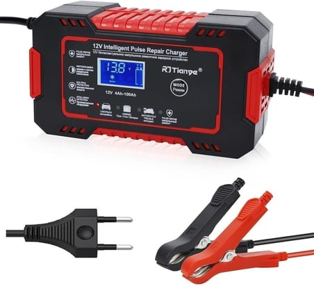 Kapvoe Rj Tianye 12V 6A Araba Motosiklet Kurşun Asit Akü Şarj Cihazı Auto Islak Kuru Jel Onarım Led Ekran