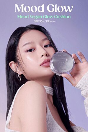 Doğal Işıltı Sağlayan Vegan Cushion Peripera Mood Vegan Glow Cushion (2 Ivory) SPF50+ PA++++