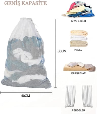 Çamaşır Yıkama Filesi: Dayanıklı ve Koruyucu Çamaşır Torbası, Hassas Giysiler İçin Mükemmel Koruma, Perde Yıkama Filesi (60 X 80)