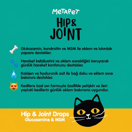 Metapet Kediler İçin Eklem Sağlığı Vitamini Damla 50 ml Glukozamin