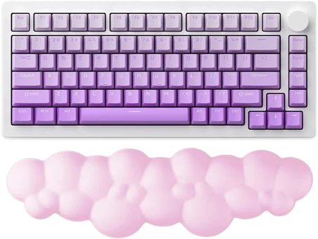Bulut Şekilli Klavye Bilek Desteği Ergonomik &amp; Konforlu Memory Foam Kaymaz Taban Bilek Yastığı (Pembe)