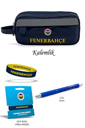 Fenerbahçe Orijinal Kalemlik & Uçlu Kalem & Bileklik Set Hediyelik Ahşap Kutulu