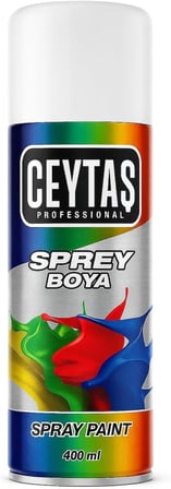 Ceytaş Profesyonel Sprey Boya, Akrilik Esaslı, Yüksek Kapatıcı, Hızlı Kuruma, Güneş Işığına Dayanıklı, Ahşap, Metal, Seramik, Cam Yüzeylere Uygun, Esnek, Dekoratif Boya, 400 ml (Beyaz)