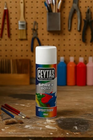 Ceytaş Profesyonel Sprey Boya, Akrilik Esaslı, Yüksek Kapatıcı, Hızlı Kuruma, Güneş Işığına Dayanıklı, Ahşap, Metal, Seramik, Cam Yüzeylere Uygun, Esnek, Dekoratif Boya, 400 ml (Beyaz)