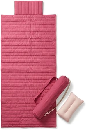 Deconox Katlanabilir Elyaflı Plaj Hasırı ve Şezlong Matı - 150x75 cm Askılı Taşıma Kılıflı Kamp ve Piknik Örtüsü (Şişme Yastık Hediyeli)