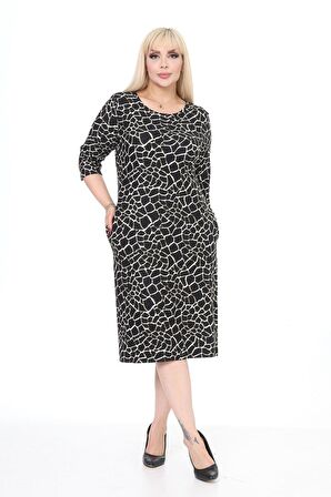 Çift Cepli Kışlık Büyük Beden Elbise 7E-2497