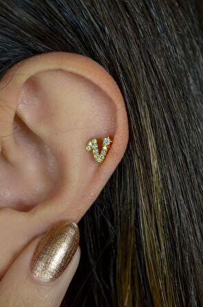 V Harfi Piercing Helix Kıkırdak Lob Tragus