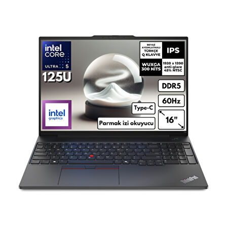 Lenovo ThinkPad E16 G2 Ultra 5-125U 16-GBDDR5 512 GBSSD Intel Graphics 16" WUXGA Freedos Notebook 21MA003MTXHMF17