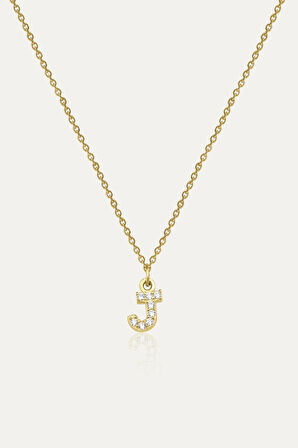 Kadın Taşlı J  Harfi Kolye | undefined