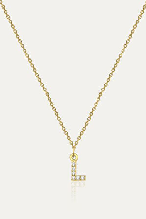 Kadın Taşlı L Harfi Kolye | undefined