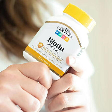 21st Century Biotin Hair + Skin (Gluten free) 5000 110 Caps - Saç , cilt ve tırnak sağlığı desteği