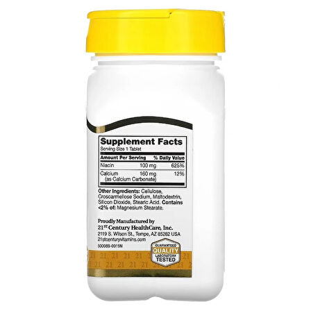 21st Century Niacin 100mg 110 Tablet