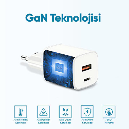 Woyax by Deji Gan 33W Type-C PD ve USB Hızlı Şarj Aleti, 1.2m 60W-2A Type-C Şarj Kablosu
