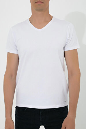 Adam Boxes V Yaka T-shirt N-Simplo - Beyaz