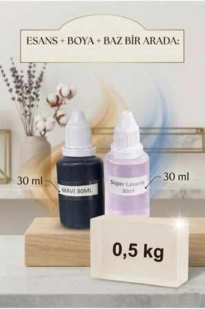 Lavanta Esanslı Mavi Renkli Şeffaf Sabun Bazı 500 g El Yapımı Sabun Hammaddesi