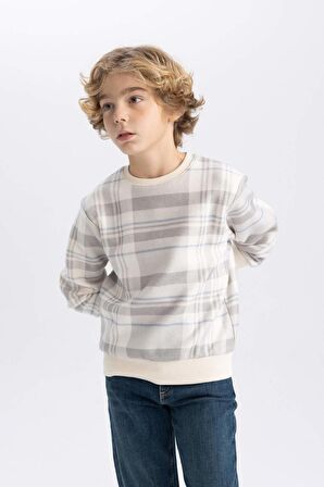 DeFacto Erkek Çocuk Bisiklet Yaka Desenli Sweatshirt B5391A823WNBG560