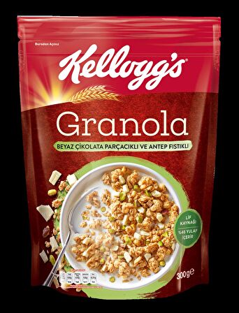 Kellogg's 4lü Granola Paketi,Çikolata Parçacıklı&Fındık,Klasik,Meyveli,Antep Fıstıklı&Beyaz Çikolata