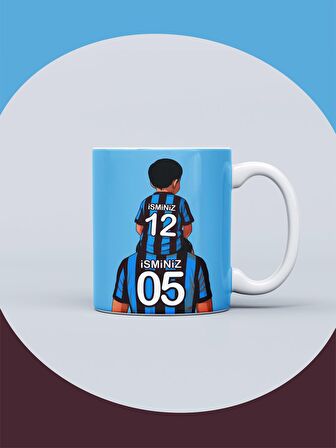 Bize Her Yer Trabzon Seramik Kupa Kişiye Özel İsimli ve Numaralı Taraftar Baskılı Hediye Kupa Bardak