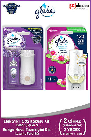 Elektrikli Oda Kokusu Kit Bahar Çiçekleri + Banyo Hava Tazeleyici & Yedek Lavanta Ferahlığı 10ml
