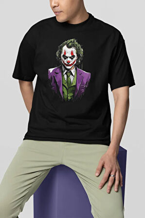 Joker Baskılı Oversize Tişört, Unisex Tişört
